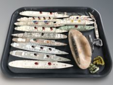 A group of die cast World War II battleships.