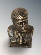 A bronze metal bust of Donald Trump, height 9.5 cm.