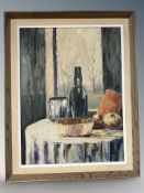 Danish School : Still life with wine bottle, oil on canvas, 37 cm x 49 cm,