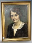 Danish School : Portrait of a lady wearing dress, oil on canvas, 39 cm x 55 cm.