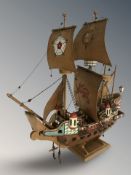 A model galleon, length 65 cm.