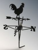 A metal cockerel weather vein, height 60 cm.