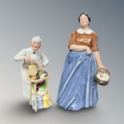 Two Royal Doulton figures 'Farmer's Wife' HN3164 and 'A Penny's Worth' HN2408.