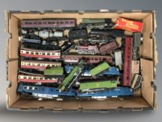 A quantity of die cast locomotives, carriages and other rolling stock.