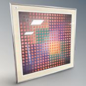 A Danish lithographic abstract print, 70 cm x 70 cm.