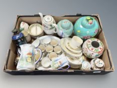 A Chinese turquoise glazed ginger jar, plus several others, a Japanese cloisonne enamel vase,