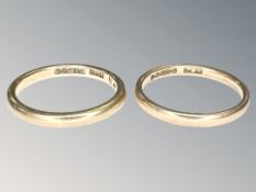 Two 9ct gold band rings, sizes N and O CONDITION REPORT: 4.