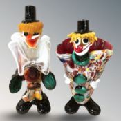Two Murano glass clowns,