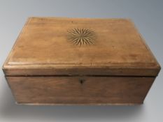 A Victorian mahogany table box fitted drawers to interior,