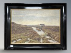 N Holbak : Coastal cottage, oil on canvas, 65 cm x 45 cm.