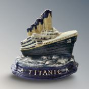 A cast iron Titanic doorstop, height 26 cm.