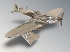 An aluminium model of a spitfire, length 30 cm.