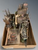 A group of scale model boats.