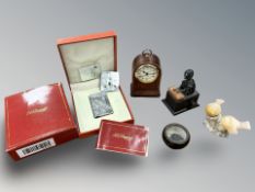 A Dupont lighter in box, Roger Lascelles quartz alarm timepiece,