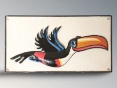 A cast iron Guinness toucan plaque, width 30 cm.