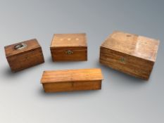 A George III oak cash box, a writing box,