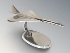 An aluminium model of Concorde, length 42 cm.