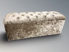 A contemporary storage Ottoman.