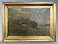 T Dahl : Foliage on a hillside, oil on canvas, 49 cm x 33 cm.