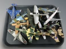 A group of die cast military aircraft including Dinky.
