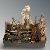 A group of scale model boats.