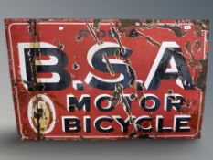 A BSA Motor Bicycle enamelled metal advertising sign,