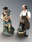 Two Royal Doulton figures 'The Piper' HN2907 and 'The Blacksmith' HN2782.