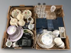 A Colclough part tea set, two further part tea sets, Olympus camera, boxed Old Hall Goblets,