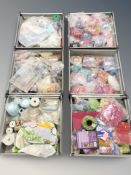 A very large quantity of craft supplies including beads, sequins, fabric, etc.