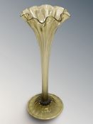 A Victorian yellow-tinted glass tapering vase, height 41 cm.