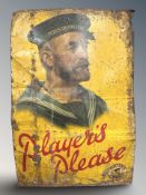 An antique enamel metal sign 'Player's Please', 50 cm x 73 cm.