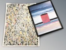 After Kasimir Malevich : The Red House, colour print,