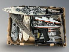 A quantity of scale model battleships.