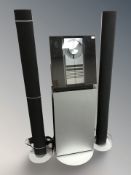 A Bang & Olufsen Beosound 3000 and pair of floor standing speakers, with leads.