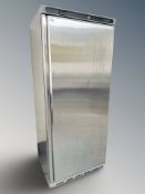 A stainless steel Polar commercial fridge, 89.5 cm H x 75 cm W x 70 cm D.