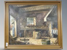 Danish School : Study of a blacksmith's cottage, oil on canvas, 56 cm x 47 cm.