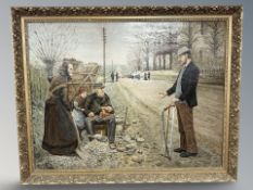 Danish School : Figures by a roadside, oil on canvas, 72 cm x 55 cm.