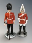 Two Royal Doulton figures 'The Guardsman' HN2784 and 'The Lifeguard' HN2781.