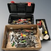 Plastic tool box and contents,
