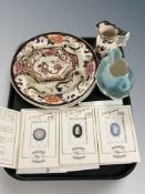 A group of Wedgwood Jasperware plaques, Masons Mandalay plates and bowls,