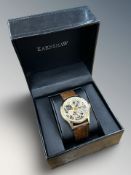 An Earnshaw Gent's Watch, skeletonised movement, boxed, with paperwork.