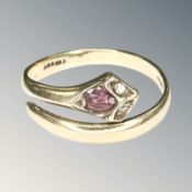 A 9ct gold ruby and diamond snake ring, size M CONDITION REPORT: 2.