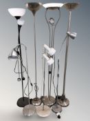 Seven various standard lamps.