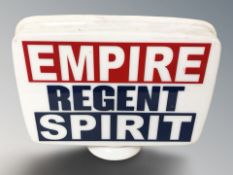 An Empire Regent spirit globe sign, height 35 cm.