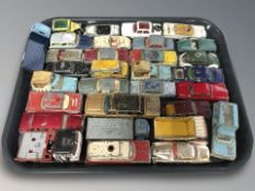 A group of Corgi tin plate die cast cars.