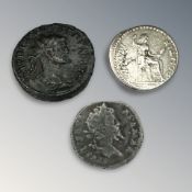 Three Ancient Roman coins, comprising Diocletian (284-305AD) Antoninius, 3.