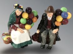 Two Royal Doulton figures 'The Balloon Man' HN1954 and 'The Old Balloon Seller' HN1315.