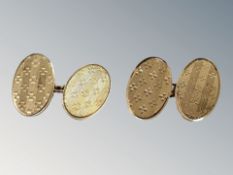 A pair of 9ct yellow gold oval cufflinks CONDITION REPORT: 5g
