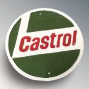 A cast iron Castrol plaque, diameter 25 cm.
