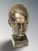 A bronzed metal bust of Adolf Hitler, height 20 cm.